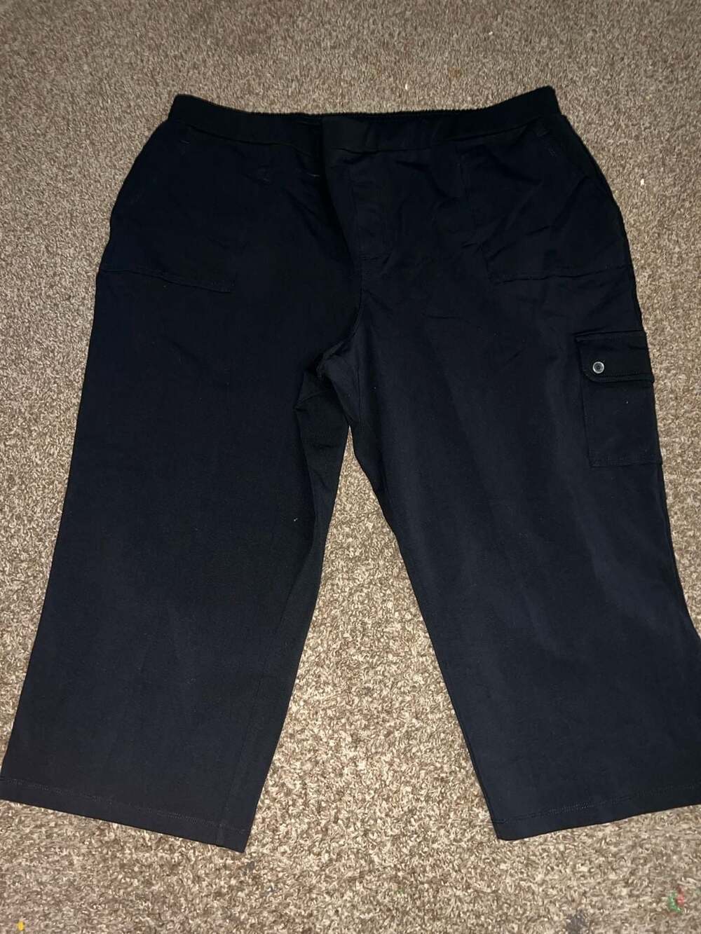Susan Graver Weekend Women's Black Cargo Capri Pants Size 2xp